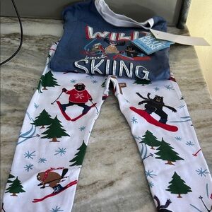 Little Blue House Pajama Set  WILD ABOUT Skiing Size XS KIDS  NEW TAGS 2 Toddler